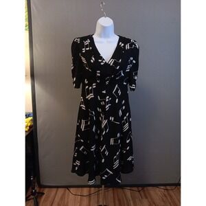Women's‎ Unique Musical Symbols Notes Printed Rockabilly Flared Dress Small